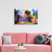 Tuin op het Thun-meer tegen August Macke,  kunst Canvas Afdruk (Insitu (Woonkamer))