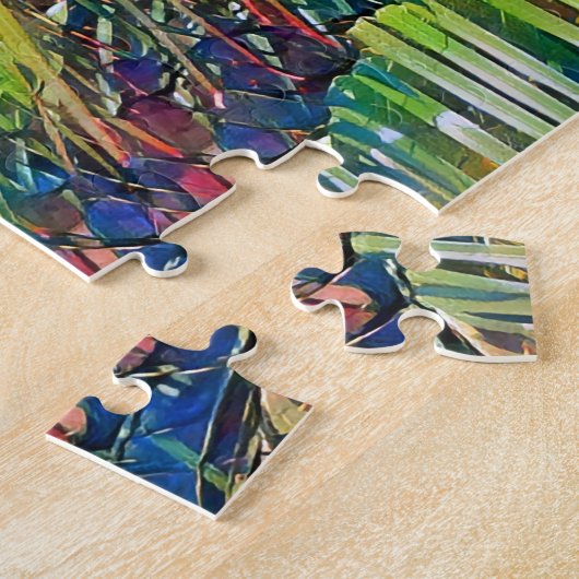 Tuin Palm Tree Tropical Art Puzzel Legpuzzel (Zijkant)