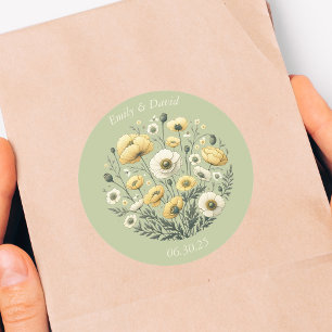 Tuin Party Sage Wildflower Bruiloft Ronde Sticker