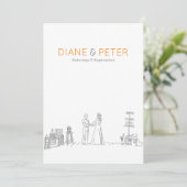 Tuin Picknick Minimalist Zwart-wit bruiloft Kaart (Staand voorkant)