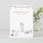 Tuin Picknick Minimalist Zwart-wit bruiloft Kaart (Staand voorkant)