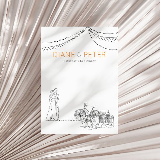 Tuin Picknick Minimalist Zwart-wit bruiloft Kaart