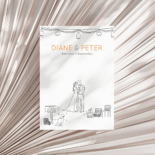 Tuin Picknick Minimalist Zwart-wit bruiloft Kaart
