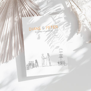 Tuin Picknick Minimalist Zwart-wit bruiloft Kaart