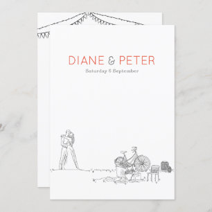 Tuin Picknick Minimalist Zwart-wit bruiloft Kaart