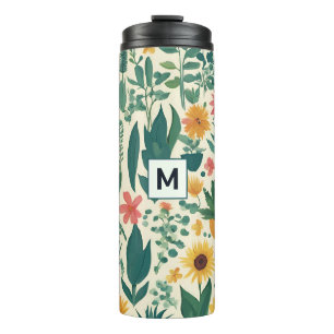 Tuin Planten Bloemen Geborduurd Mooie Bloemmotieve Thermosbeker