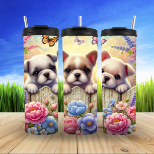 Tuin Puppies en vlinders Thermosbeker