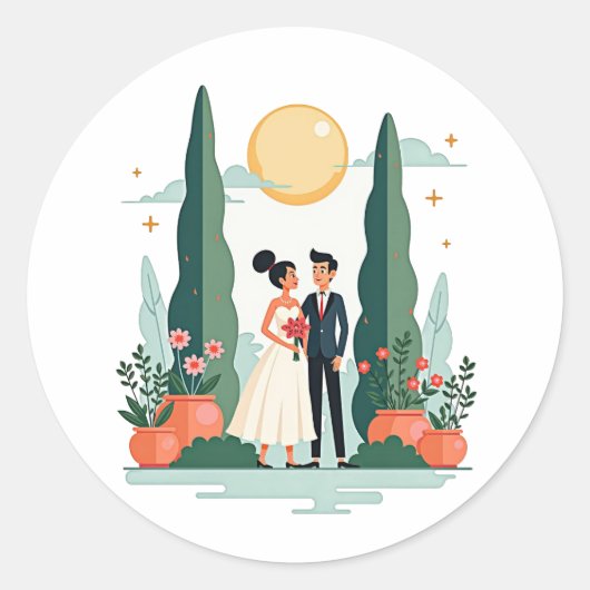 Tuin Romance bruiloft stickers (Voorkant)