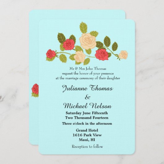 Tuin Rozen bruiloft Kaart (Voorkant / Achterkant)