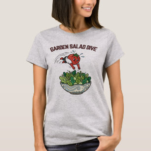 Tuin Salade Duik Grappige Tomaat Retro Cartoon  T-shirt