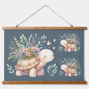 Tuin Schildpad Aquarel Cottage Stijl Hangend Wandkleed