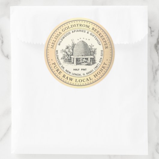  Tuin Skep Honing Label Gouden Rand Bijen (Tas)