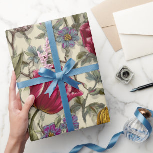 Tuin stijl multicolor tulp ivoor bloemmotief cadeaupapier