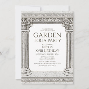 Tuin Toga Feest Uitnodiging met stenen zuilen
