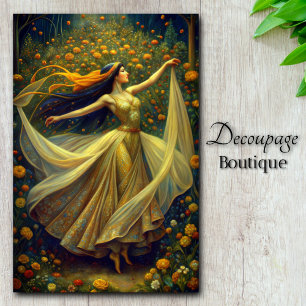 Tuin Toveres Gouden Schemering Dans Decoupage Tissuepapier