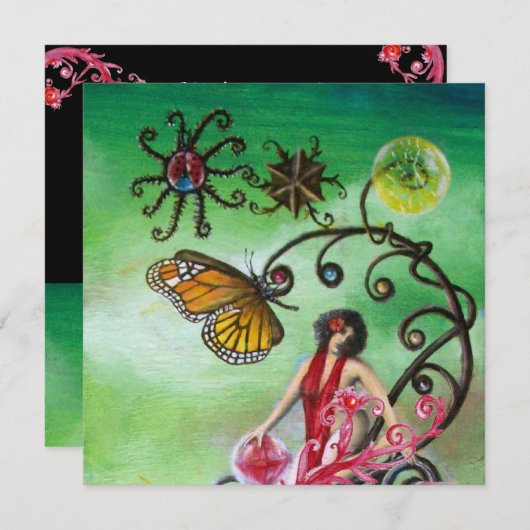 TUIN VAN DE MELISSA 2, helderrood, roze groen Kaart (Voorkant / Achterkant)