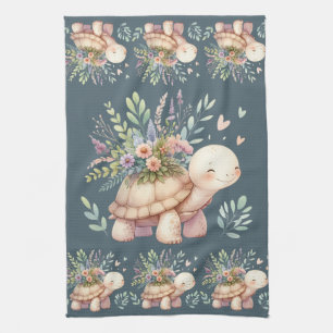 Tuin van een cottage Schildpad Aquarel Theedoek