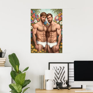 Tuin van Gay Liefde: Bloemige Omarming Poster