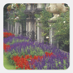 Tuin van het Mirabell-paleis, Salzburg, Oostenrijk Vierkante Sticker