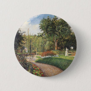 Tuin van Les Mathurins in Pontoise door Pissarro Ronde Button 5,7 Cm