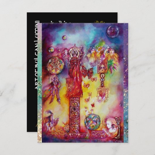 TUIN VAN VERLOREN SCHADUWEN FEEËN, VLINDERS roze Uitnodiging Briefkaart (Voorkant / Achterkant)