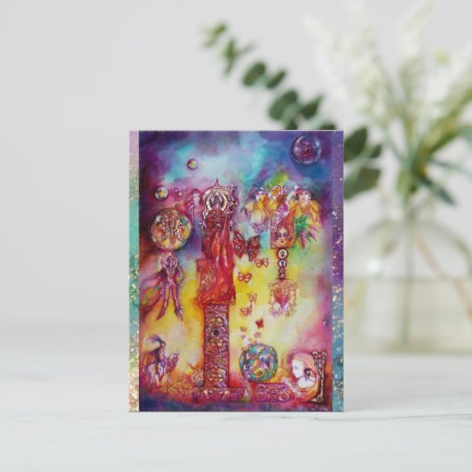 TUIN VAN VERLOREN SCHADUWEN FEEËN, VLINDERS roze Uitnodiging Briefkaart (Staand voorkant)