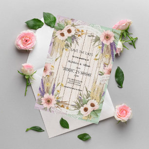 Tuin Vintage Landelijke Bloem Sluiers Bruiloft Save The Date