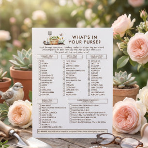 Tuin Wat zit er in Tas Spelkaart Baby Shower Kaart