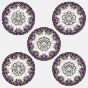 Tuin Water Fontein Paarse Bloemen Mandala Stijl Labels