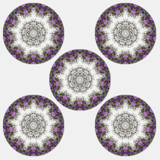 Tuin Water Fontein Paarse Bloemen Mandala Stijl Labels