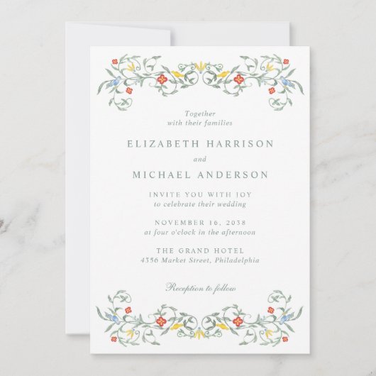 tuin Waterverf bruiloft Kaart (Voorkant)