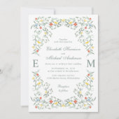  tuin Waterverf Monogram bruiloft Kaart (Voorkant)