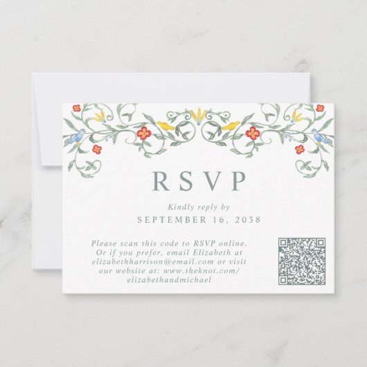 Tuin Waterverf QR Code Huwelijk RSVP Kaartje (Voorkant)
