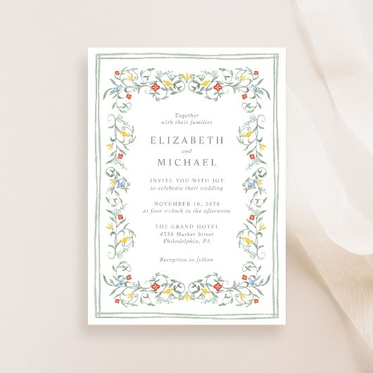  Tuin Waterverf Sage Green Wedding Kaart