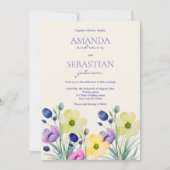 Tuin waterverf wilde bloemen bruiloft kaart (Voorkant)