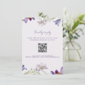 Tuin Wildbloem Paarse Bruiloft QR Code RSVP Informatiekaartje (Staand voorkant)