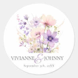 Tuin Wildbloemen Paarse Lavendel Paarse bruiloft Ronde Sticker