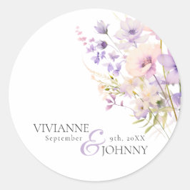 Tuin Wildbloemen Paarse Lavendel Paarse bruiloft Ronde Sticker