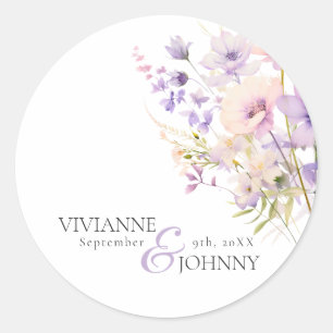 Tuin Wildbloemen Paarse Lavendel Paarse bruiloft Ronde Sticker