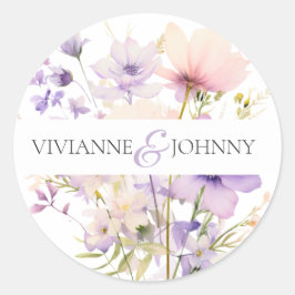 Tuin Wildbloemen Paarse Lavendel Paarse bruiloft Ronde Sticker