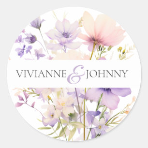 Tuin Wildbloemen Paarse Lavendel Paarse bruiloft Ronde Sticker