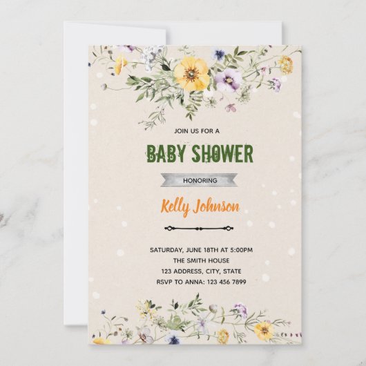 Tuin wilde bloemen shower verjaardagsuitnodiging kaart (Voorkant)