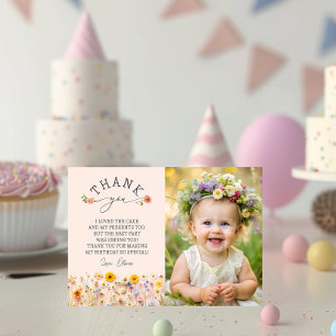 Tuin Wildflower 1e verjaardag bedankje Kaart