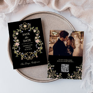  tuin zwart   Kleurrijke foto en QR-code Save The Date