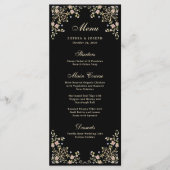  tuin zwart | Kleurrijke Luxe bruiloft Menu (Voorkant)