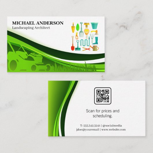 Tuinarchitectuur Gereedschap | Blauw Boord Groene Visitekaartje (Voorkant / Achterkant)