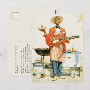 Tuinbarbecue Blues Gitarist Briefkaart
