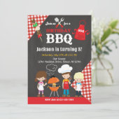 Tuinbarbecue verjaardagsfeestje kaart (Staand voorkant)