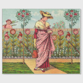 Tuinbloem Antiek Cadeaupapier (Vlak)