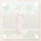 Tuinbloem Antiek Glazen Onderzetter (Achterkant)